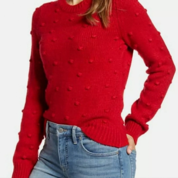 Lucky brand Red Bobble stitch crew neck sweater size XL - Picture 4 of 14